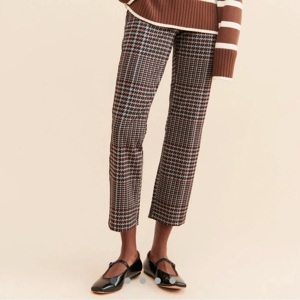 Small Anthropologie Sanctuary Carnaby pull on kick flare pants  brown check